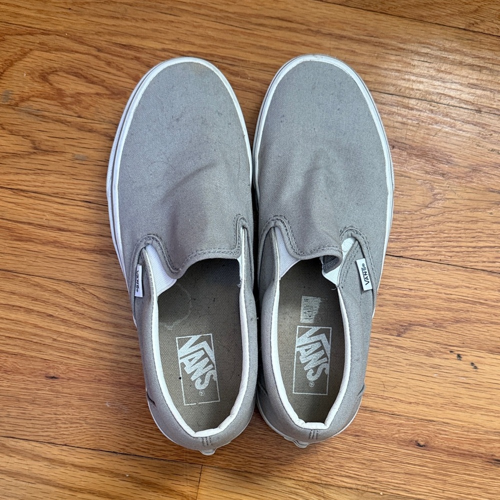 Vans Slip-On Sneakers in Light Gray and White